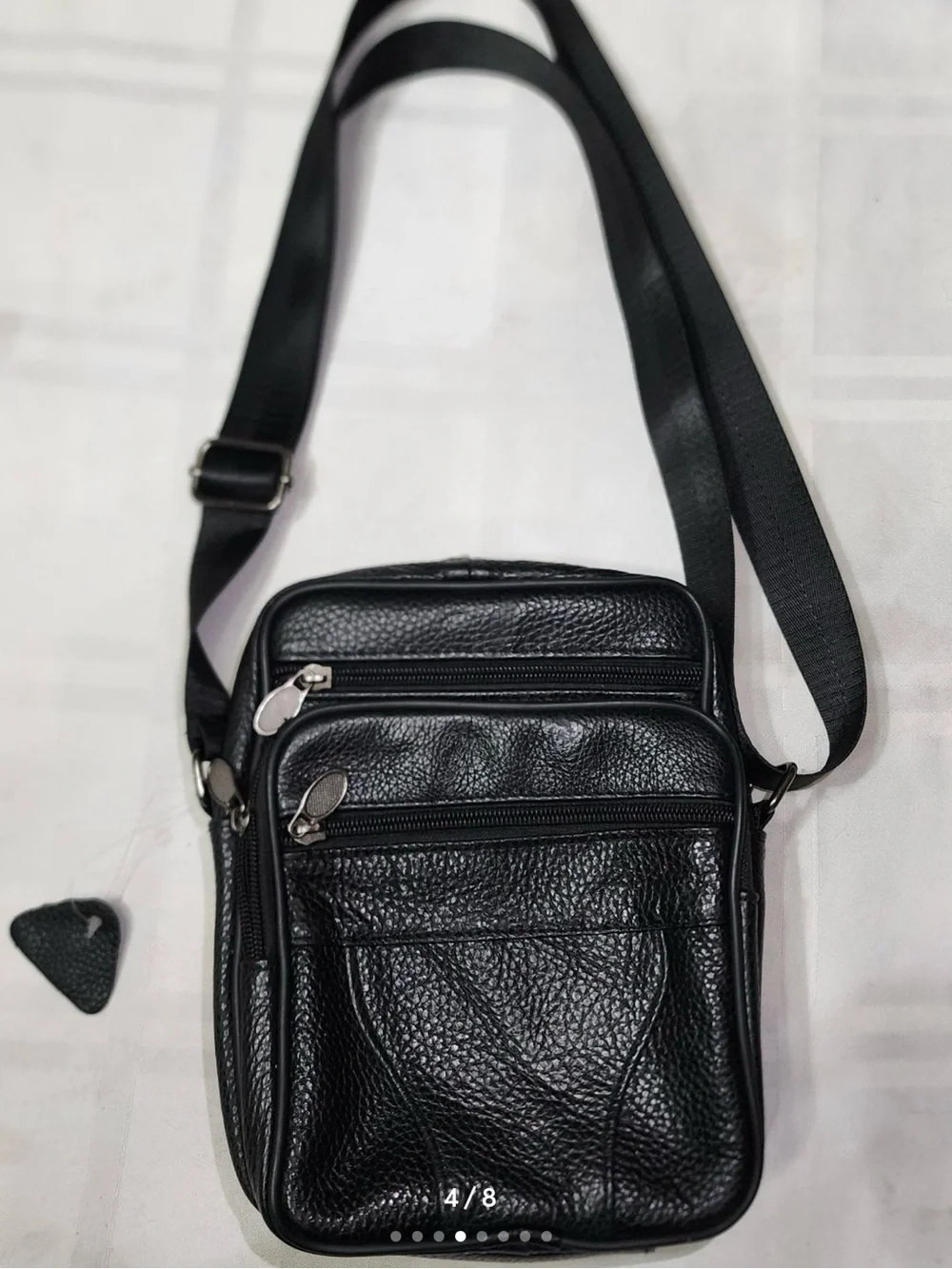 Men's Black Leather Crossbody Pouch - Classic Travel Organizer